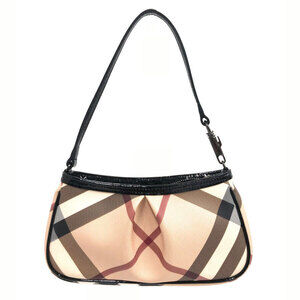 Burberry shoulder bag accessory pouch coated canvas enamel Beige Tan black